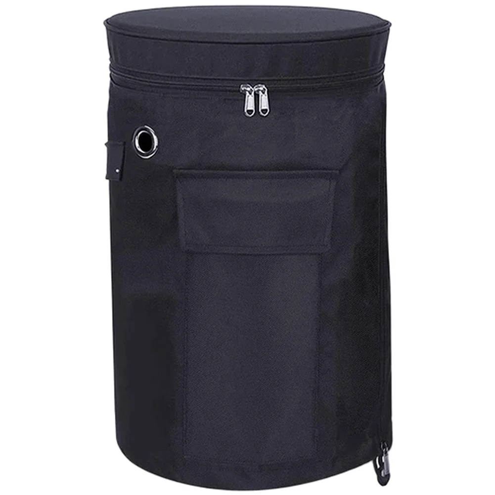 Black Propane Cylinder Cover 600D Oxford Fabric Waterproof for 5kg and 11kg Gas Tanks with Air Vents and Drawstring Base