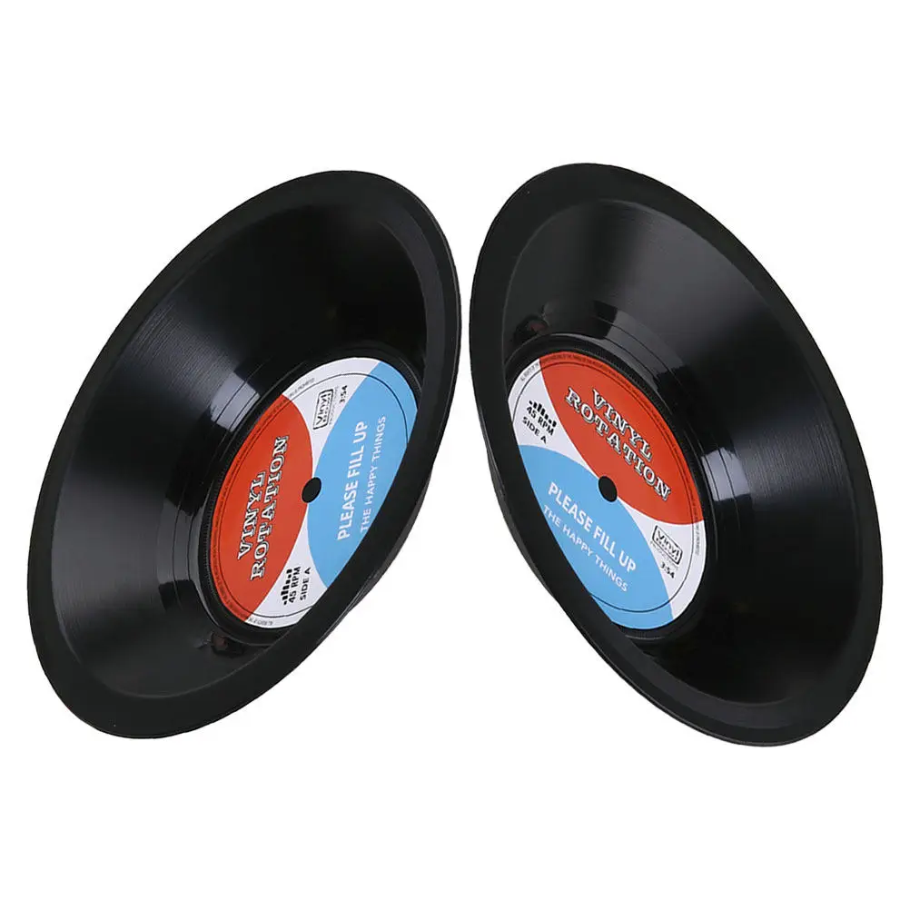 2Pcs Retro Cd Record Design Snack Tray Popcorn Bowl Fruit Dish Candy Server Veggie Tray Movie Night Party Serving Dish