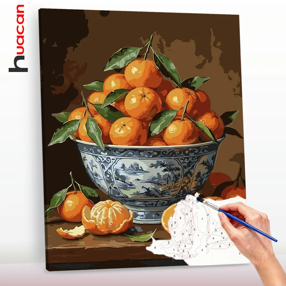Huacan DIY Malen nach Zahlen, Orangen-Ölgemälde nach Zahlen, Neuheiten, Kunst, handgefertigtes Geschenk, Heimdekoration ﻿ ﻿ ﻿