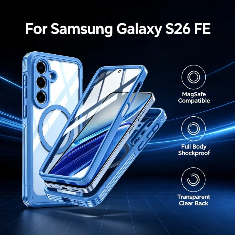 Premium Armor PC+TPU Clear for Magsafe Case For Samsung Galaxy S26 FE S26 Plus Ultra 360° Full-protect Shockproof OTT-BOX Cover
