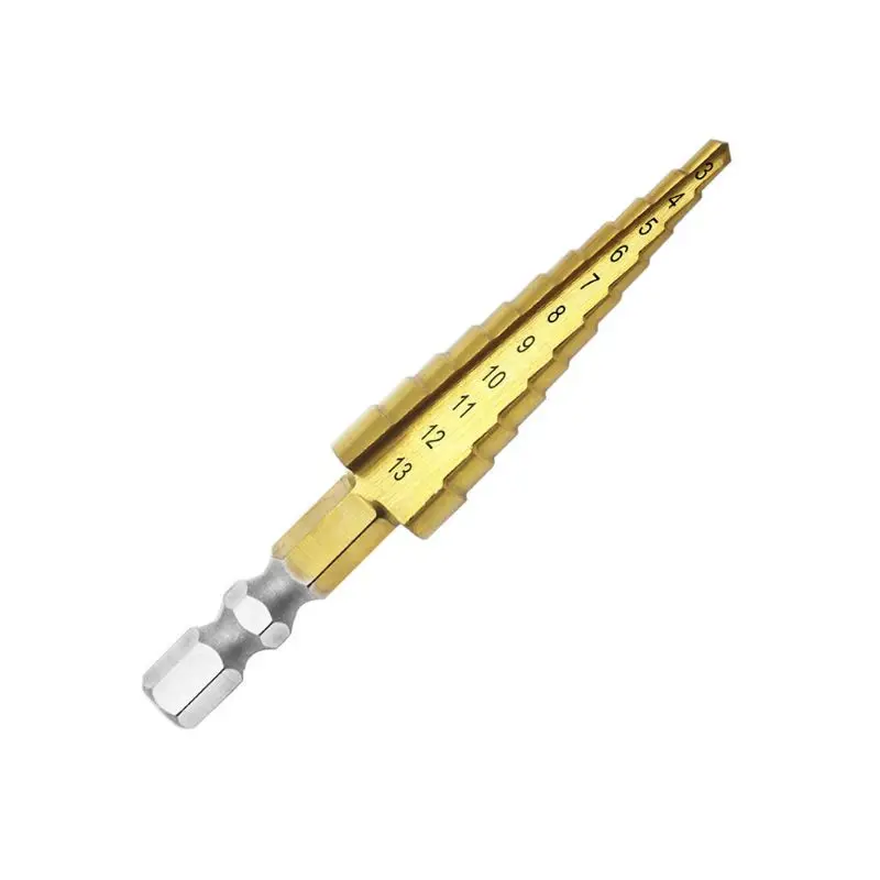 New 3-13mm HSS for Titanium Coated Step Drill Bit Cone Shank Reaming Power Tools for Metal