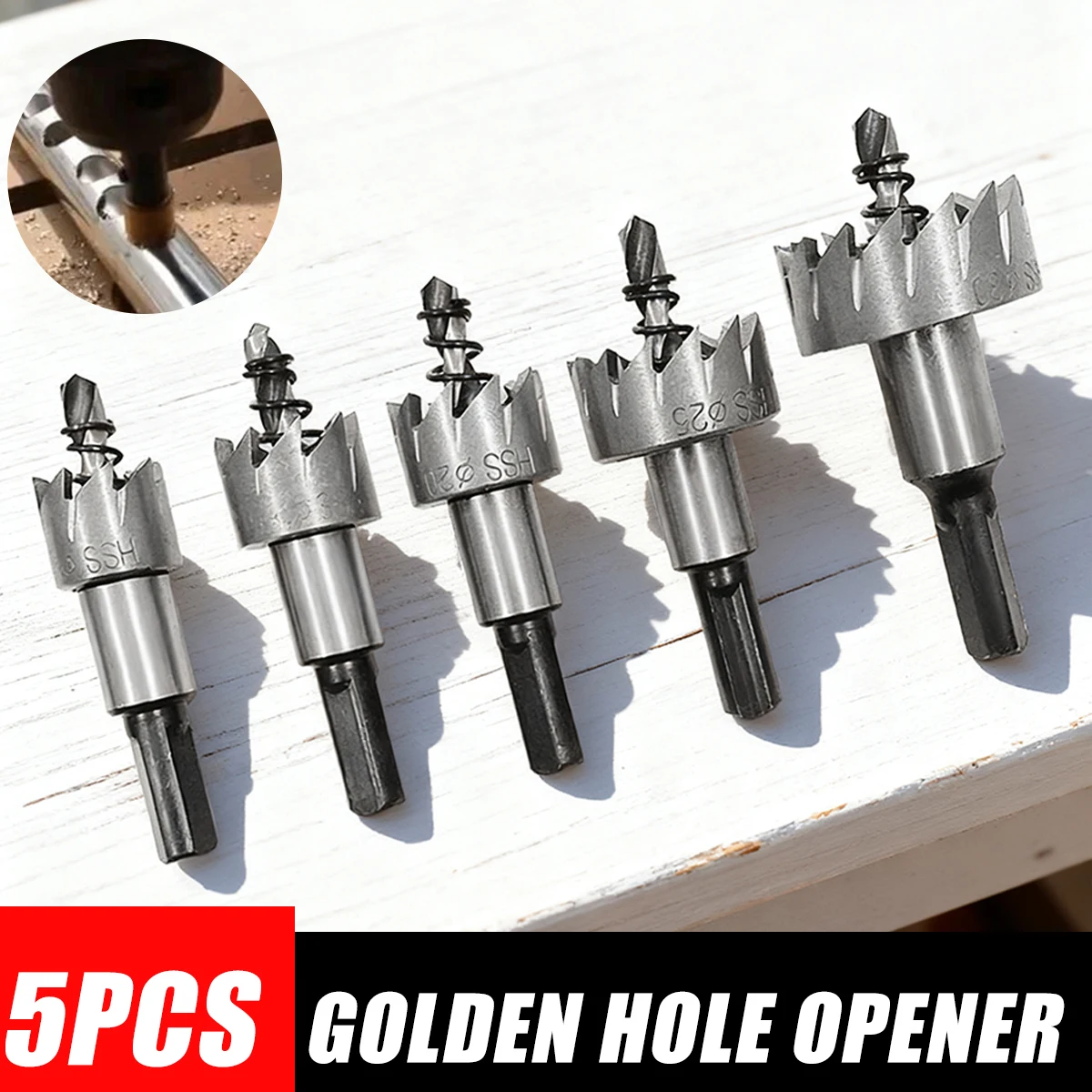 

5-Piece Set HSS Hole Saw 16-30mm Cobalt High Speed Steel Stainless Steel Tool Set For Metal Stainless Steel Drilling Metalworkin