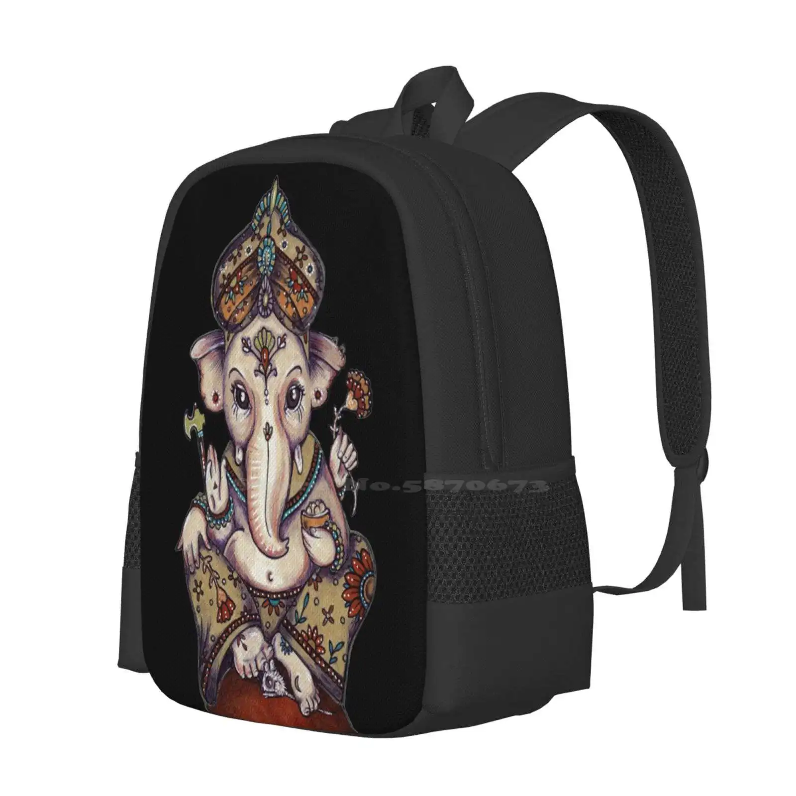 Ganesha Backpack For Student School Laptop Travel Bag Ganesha Root Chakra Red Elephant Hindu Deity Anita Inverarity