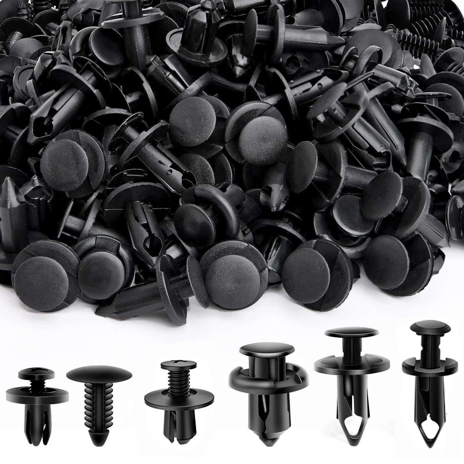 190Pcs Universal Car Buckle Set 6 Sizes Fastener Rivet Clamping Fastener Buckle Car Accessory Abs Material Fixed Screw