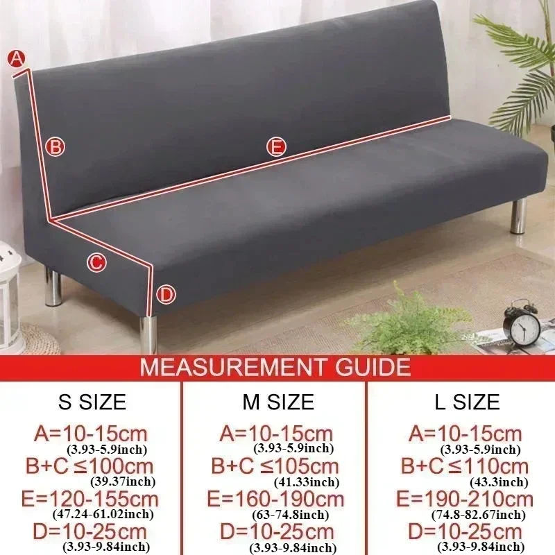 Solid Color Spandex Sofa Bed Cover Breathable in Summer Armless Sofa Bed Cover Without Armrest for Living Room Stretch Folding