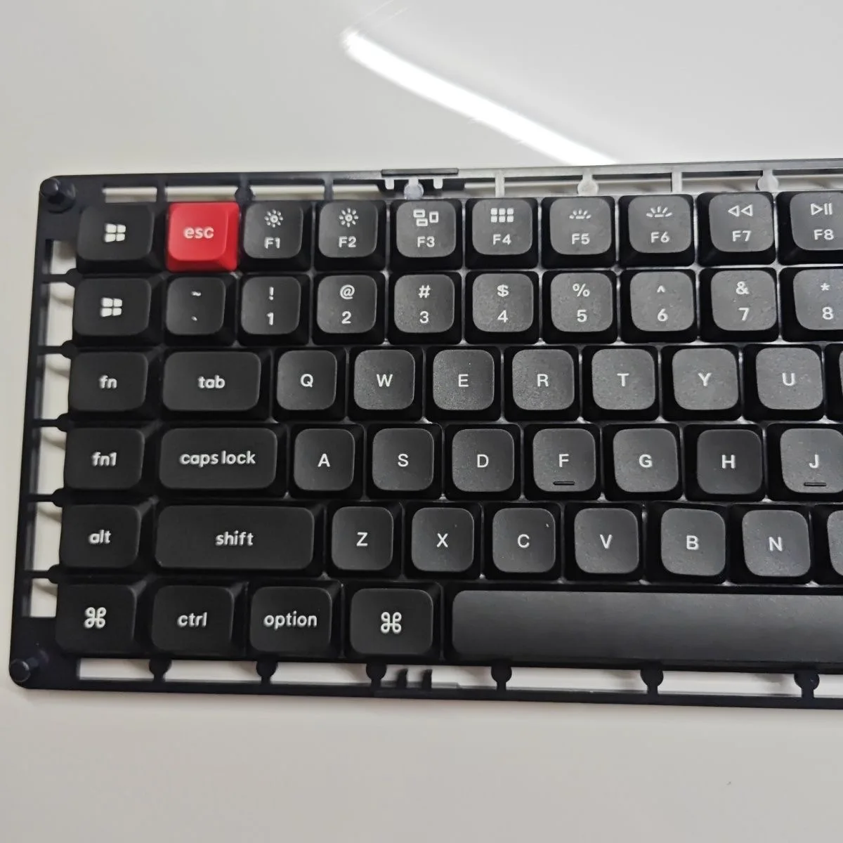 Black PBT Low Profile Keycaps Cross Stem Top Print Key Caps Compatible with Keychron K1 K3 Low Profile Mechanical Keyboard