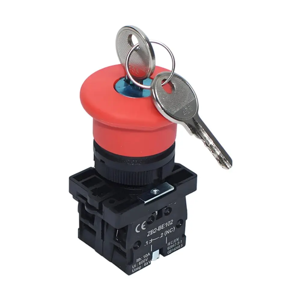 Plastic Enclosed Stop Switch XB2 ES142 ES144 ES145 Red Push Button with Normally Closed Contact for Machine Protection