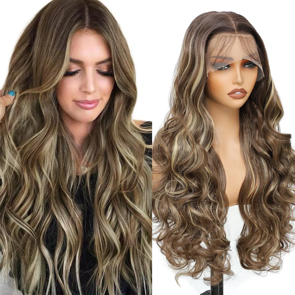

13x4 Transparent Lace Front Wig For Women 180% Density Ombre Color Cosplay Wigs Synthetic Hair Wigs High Temperature Fiber Wigs