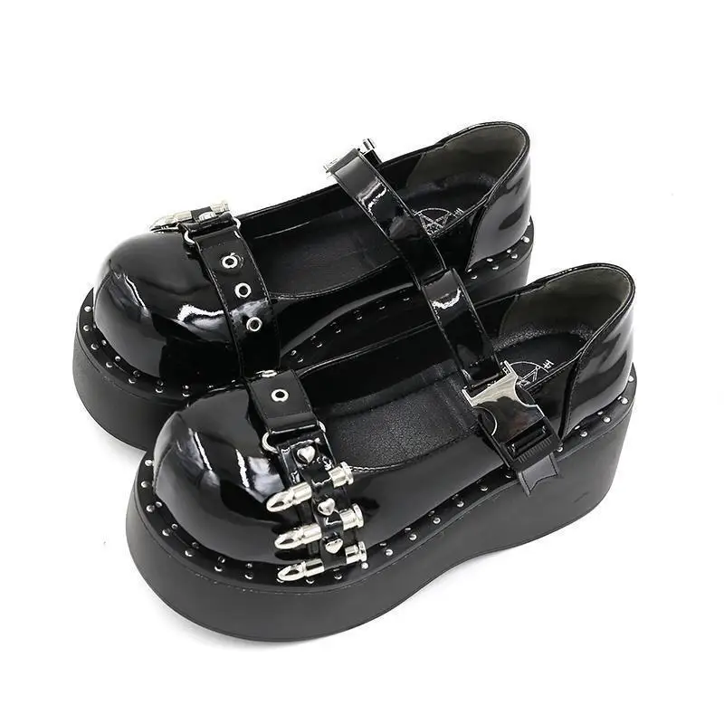 Girl Gothic Lolita Shoes Punk Thick Bottom Sponge Cake Shoes Round Head Sweet Cool Millennium Spicy Girl Shoes Platform Shoes