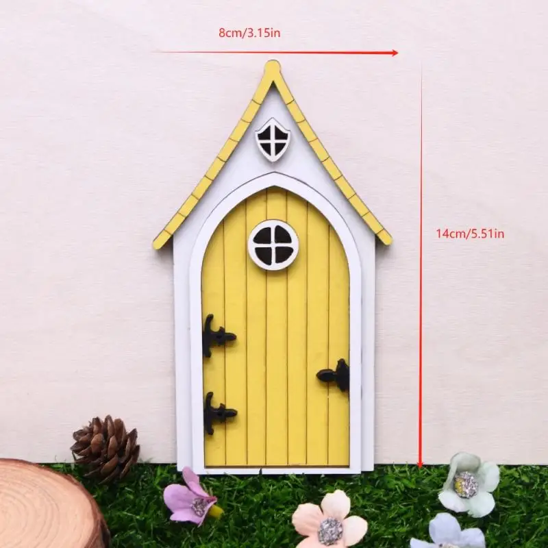 Mini porta da fiaba in legno per casa delle bambole, porta da gnomo per casa delle bambole, modello in miniatura, scena da giardino, accessori per la decorazione di mobili fai da te