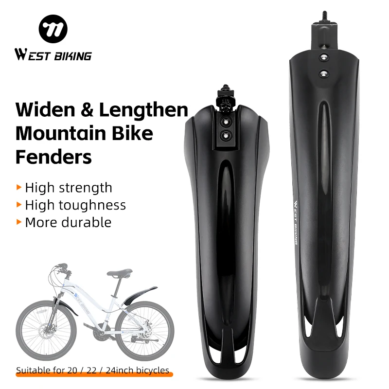 WEST BIKING 2PCS Mountain Bicycle Fender Front Rear Mudguard High Toughness Cycling Splash Guard Fender For 20 22 24 Inch Bike