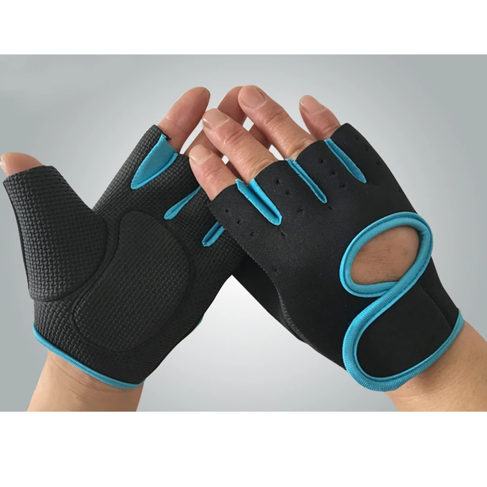 

Adjustable Cycling Gloves Half Finger Non Slip Mountain Biking Outdoor Fitness Gym Sports Blue Comfortable Finger Protection