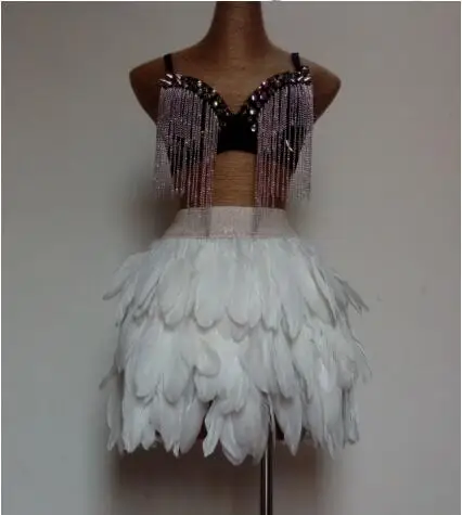 Women Feather Skirt Nightclub Dance Stage