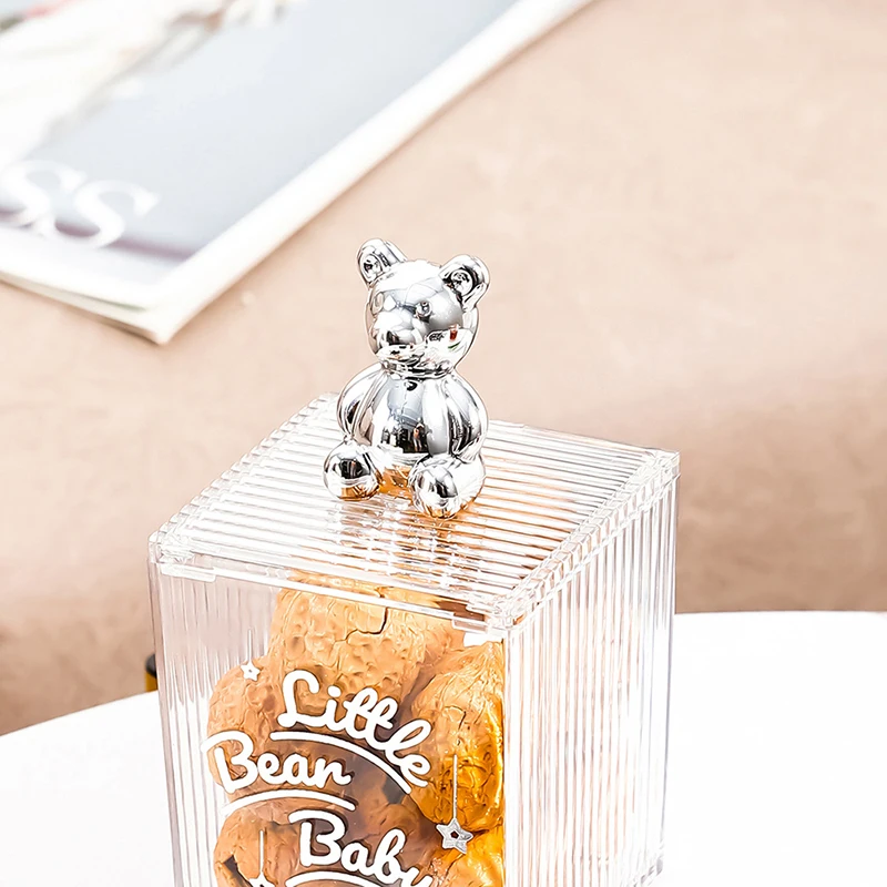 Mini Cute Gold Silver Bear Miniature Figurines Cartoon Animal Living Room Decoration Desk Accessories Sculpture