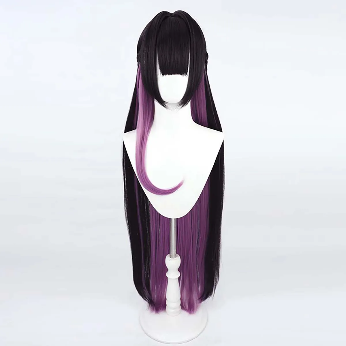 Game Mihara Cosplay Long Black Purple Mixed Wig