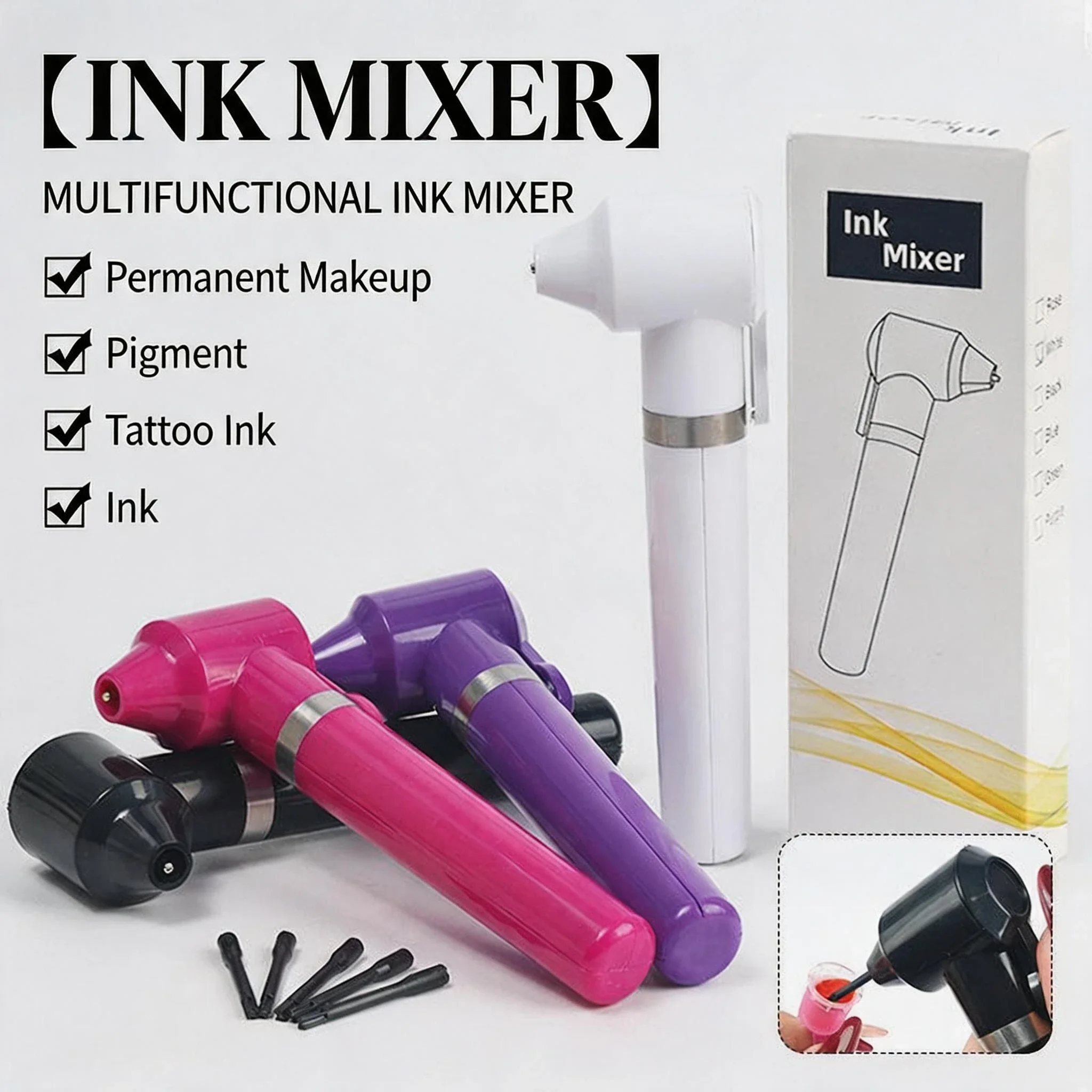 Tattoo Ink Mixer with 5pcs Mixing Sticks Tattoo Pigment Mixer Sticks Tool Supply Art Tattoo Supplies for Tattoo Artist