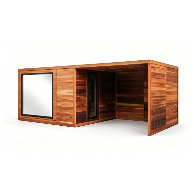 Factory Customizable Large Solid Wood Electric Outdoor Modern Sauna Wooden Outdoor Sauna Cabin Suitable for Backyard Use