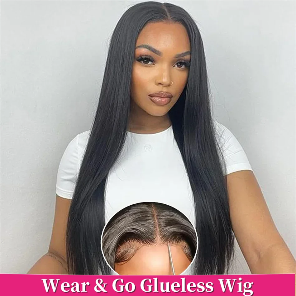 6x4 Glueless Wig Pre Cut Bone Straight Human Hair Wigs 180% 5x5 Transparent Lace Closure Wig For Black Women Brazilian Remy Hair