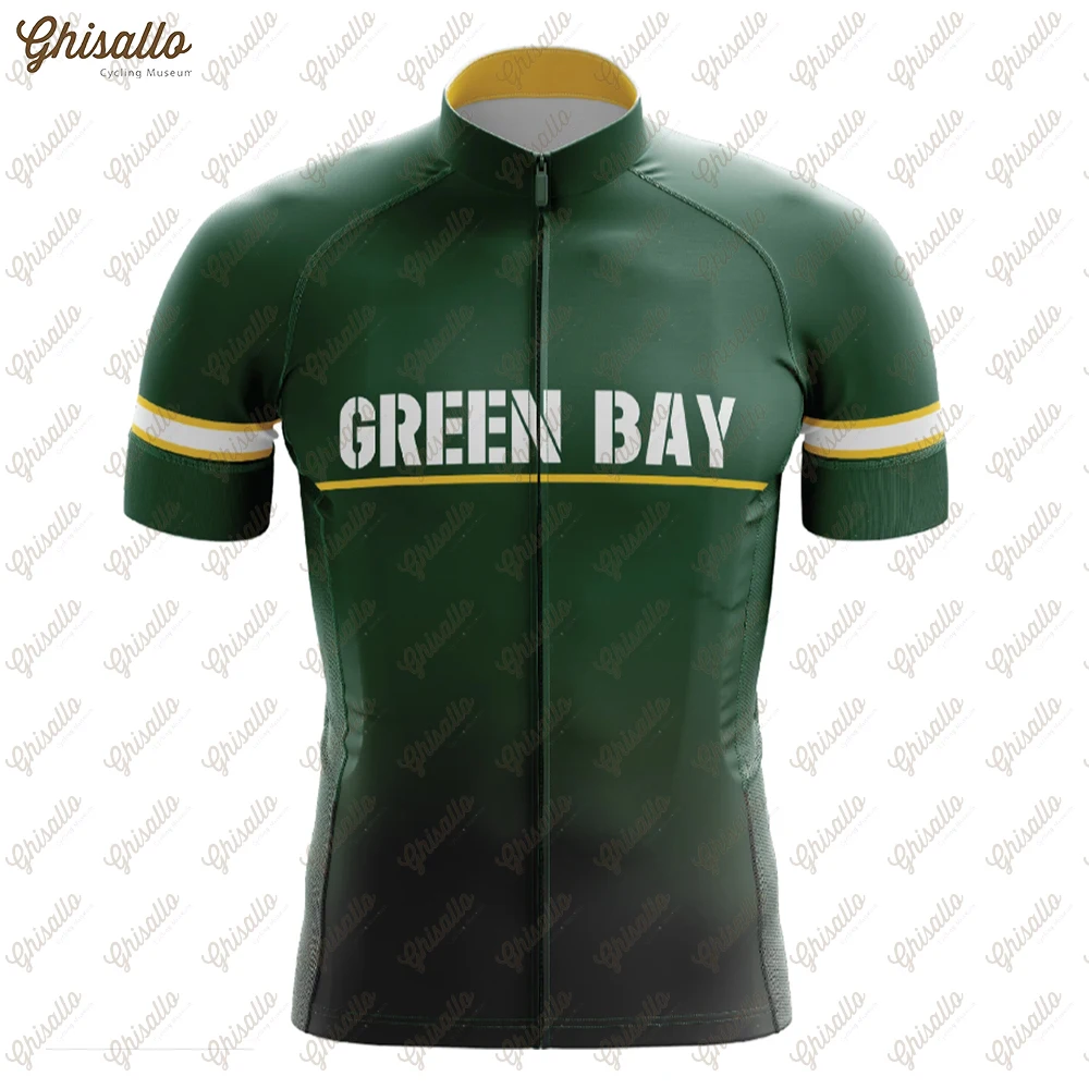 Green BAY-Pro Team Cycling Jersey for Men, Short Sleeve, MTB Maillot, Downhill Jersey, Mountain Bicycle Clothing, Summer