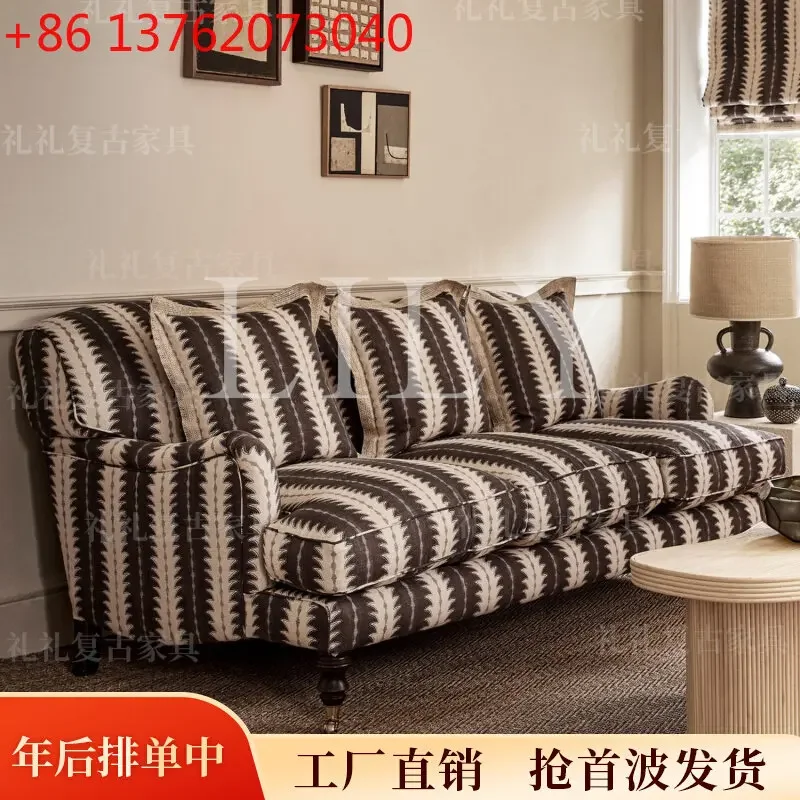 xx French medieval style printed fabric sofa small apartment type living room solid wood sofa