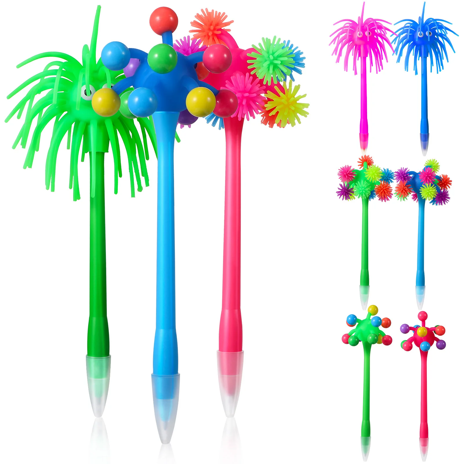 9 Pcs Sea Urchin Shaped Pens Ballpoint Transforming Aircraft (red) Black Gel Plastic Beads Man