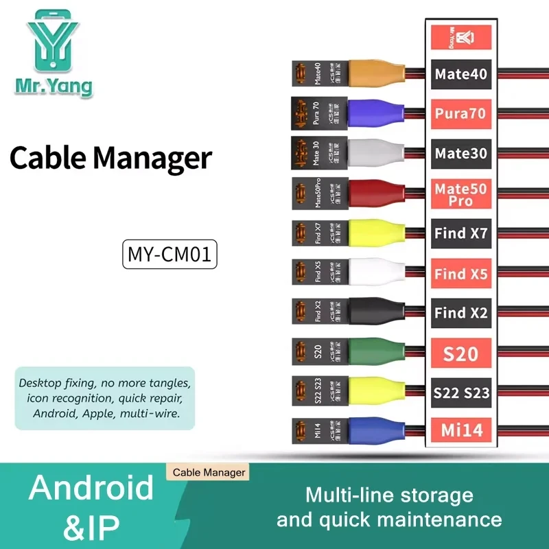 YCS Mr Yang MY-CM01 Cable Manager with Stickers for iPhone Android Boot Lines Storage 3M Adhesive Mount Organizer Repair Tool