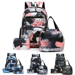 Crianças meninos meninas mochila conjunto grande capacidade crianças saco de escola almoço casos lápis 3 pçs criança mochilas escolares primárias