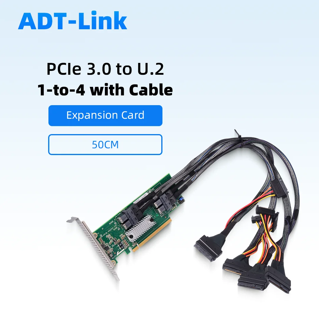 

PCIe 3.0 U·2 Adapter Card + Riser Cable 1-to-2 1-to-4 X4 X8 Baseplate for Gaming Graphics Card External Expansion Extension Card