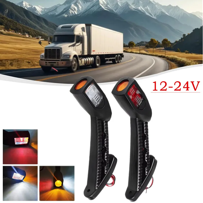 

2PCS Truck Trailer Outline Light Caravan Side Marker Light Tail Light 3Faces White Red Yellow Car Stop Signal Lamp 12/24V Lorry
