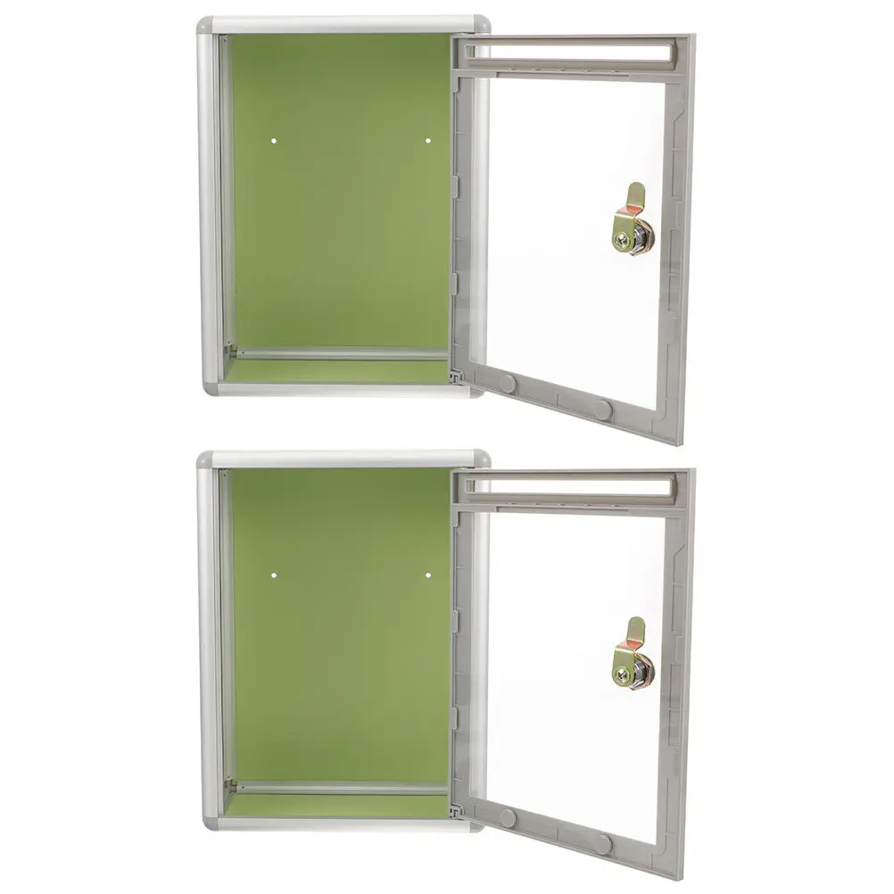 2Pcs Transparent Wall Mounted Mailbox Heavy Duty Metal Suggestion Box with Security Lock for Office Home School Public Places