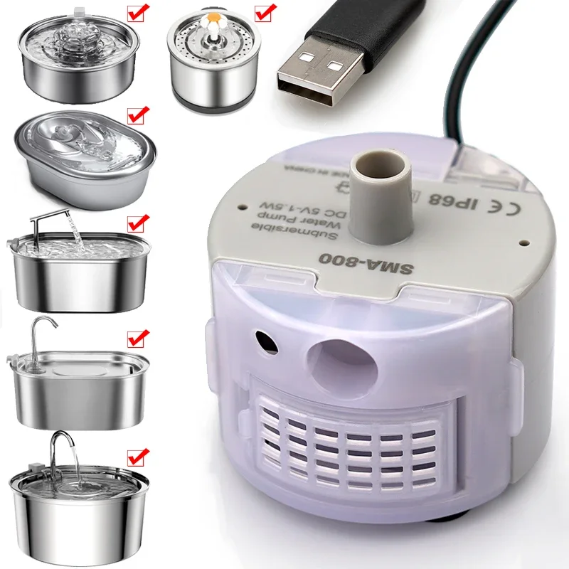 

Water Pump Pet Cat Water Fountain Motor Replacement Pet Accessories for Stainless Steel Cat Drinking Water Dispenser Perros