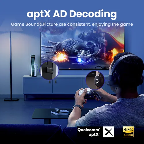 Imagen 2 del producto UGREEN USB C tipo C Bluetooth 5,3 transmisor aptX HD AD adaptador de Audio para PC Nintendo Switch auriculares altavoz micrófono