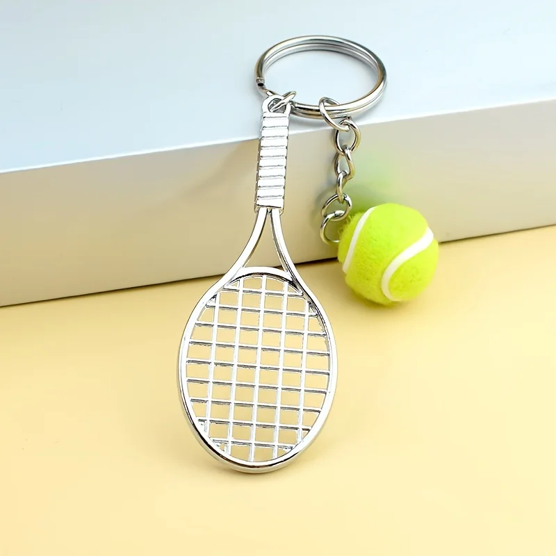 One package, casual trend simulation tennis racket tennis combination keychain, simple and personalized mini racket shape keychain small pendant, holiday party small gifts for friends, they are all very good pendants.