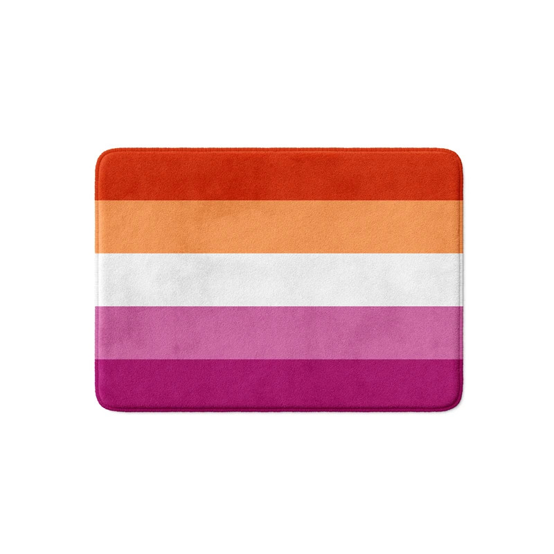 Aertemisi Orange Pink Lesbian Flag 5 Stripes Bath Mat with Non Slip Base Absorbent Super Cozy Flannel Floor Rug Carpet