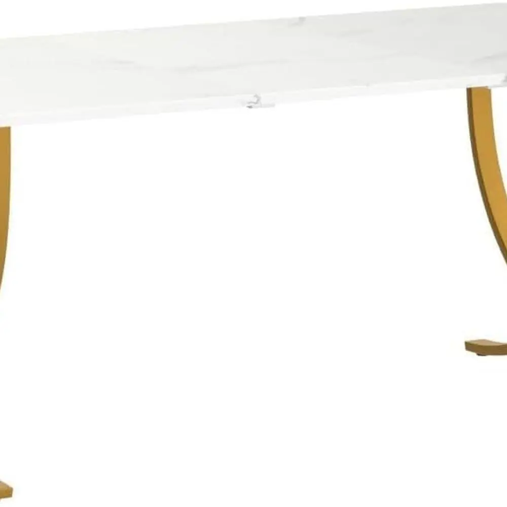 Meja Kantor Modern Besar 63 Putih & Emas, Meja Konferensi Eksekutif untuk Rapat Bisnis