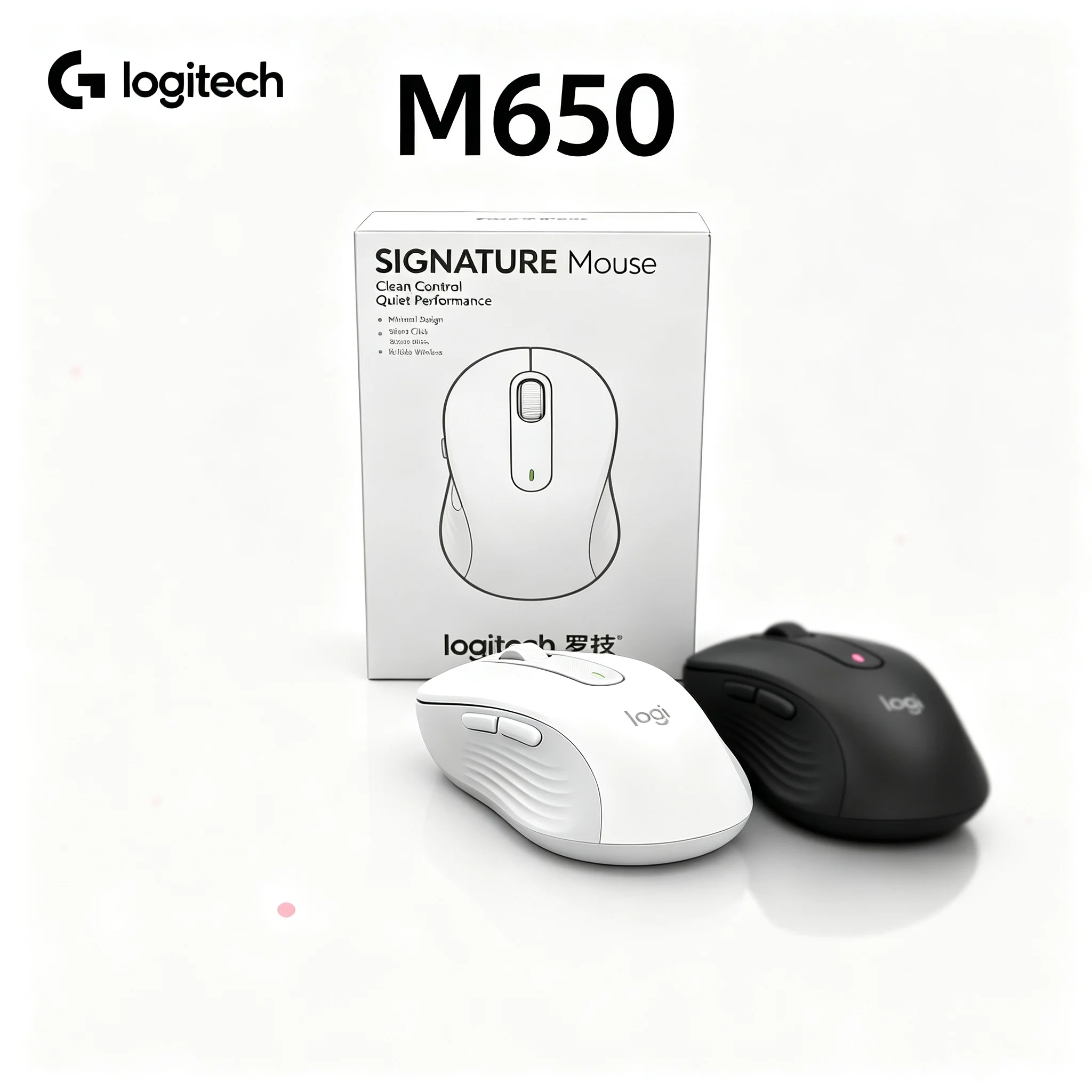 Logitech M650 Wireless Bluetooth Mouse Multi‑Device Pairing Comfort Grip For Desktop Laptop