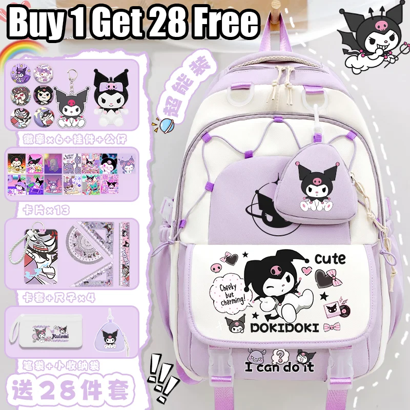 

Рюкзак Sanrio для девочек, новая модель 2025 года, милая школьная сумка Kulomi, рюкзак для подростков с мультяшным принтом