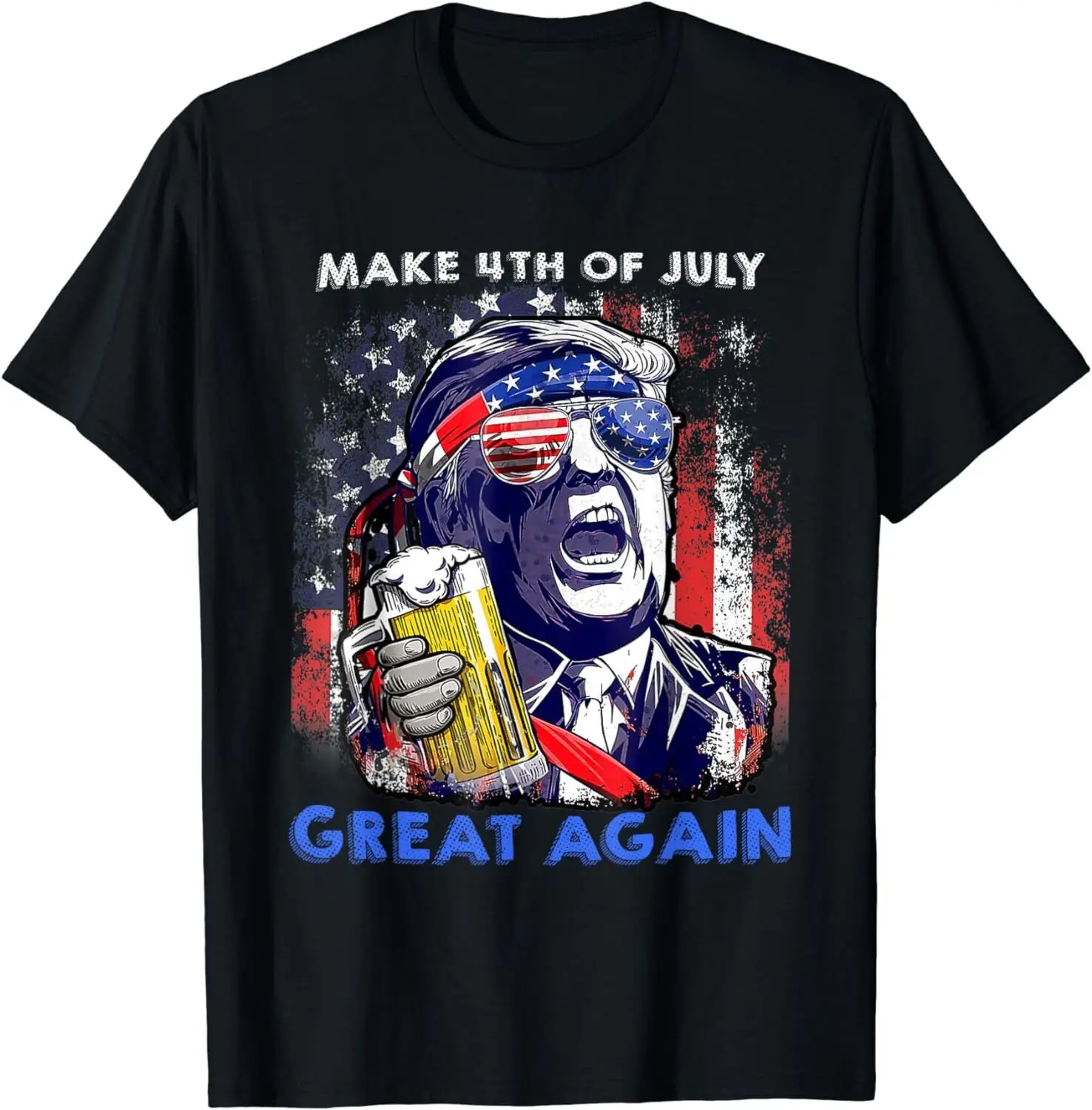 

Trump Make 4th of July Great Again Merica Beer Drinking T-Shirt