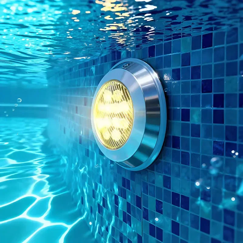 24W LED Underwater Pool Light IP68 Waterproof Stainless Steel ABS Housing Remote Control Multi Color Luxury Durable Swimming