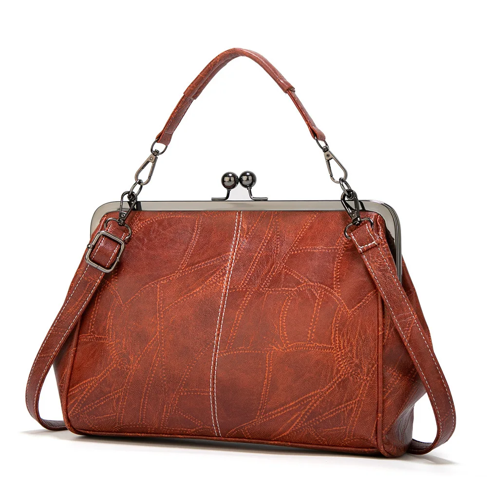 Sac fourre-tout Vintage en cuir PU avec ouverture à pince rotative, sac à main carré horizontal pour femmes, sac à bandoulière Chic à la mode