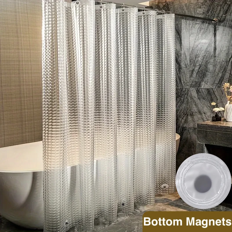 Wasserdichter Duschvorhang mit Magneten und Metallösen, schimmelresistenter Badezimmervorhang aus Kunststoff für Badewanne und Badewanne – Detail 4