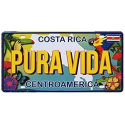 Vintage Costa Rica Pura Vida Car License Plate Metal Signs Tin Plaque Wall Poster for Garage Man Cave Cafe Bar Pub