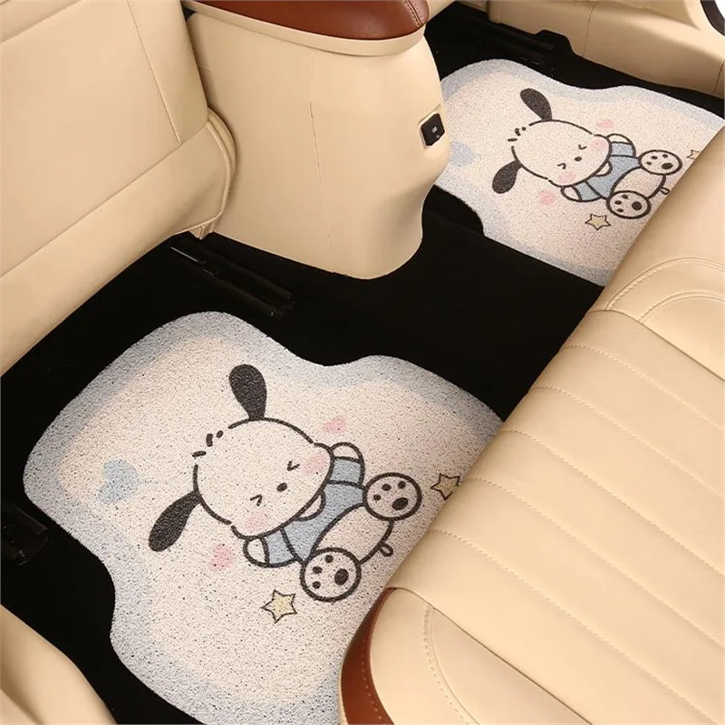 Car Floor Mats Sanrio Kuromi Rubber Floor Mats Wear-Resistant Washable Protective Mat Cartoon Hello Kitty Car Accessories Gift