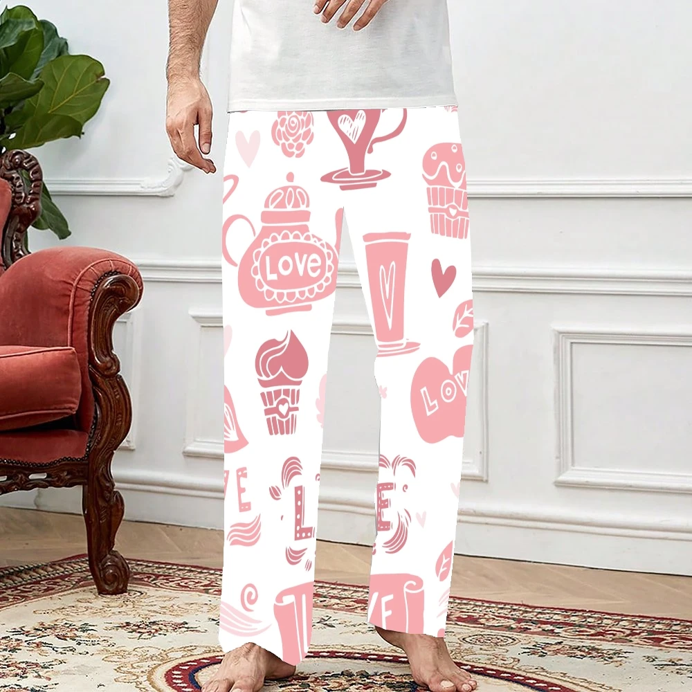 Love Pyjama Broek Heren Dames Loungebroek Superzacht Unisex Slaap Pyjama Broekje Met Zakken Trekkoord