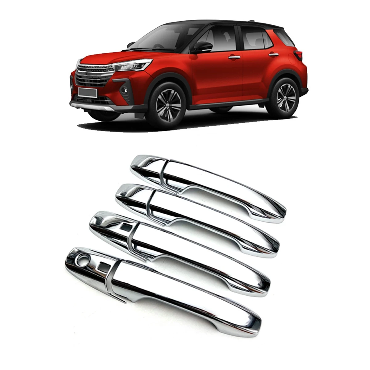 Superior-8Pcs Chrome Car Exterior Side Door Handle Frame Cover Trim For Perodua Ativa Toyota RAIZE Daihatsu ROCKY
