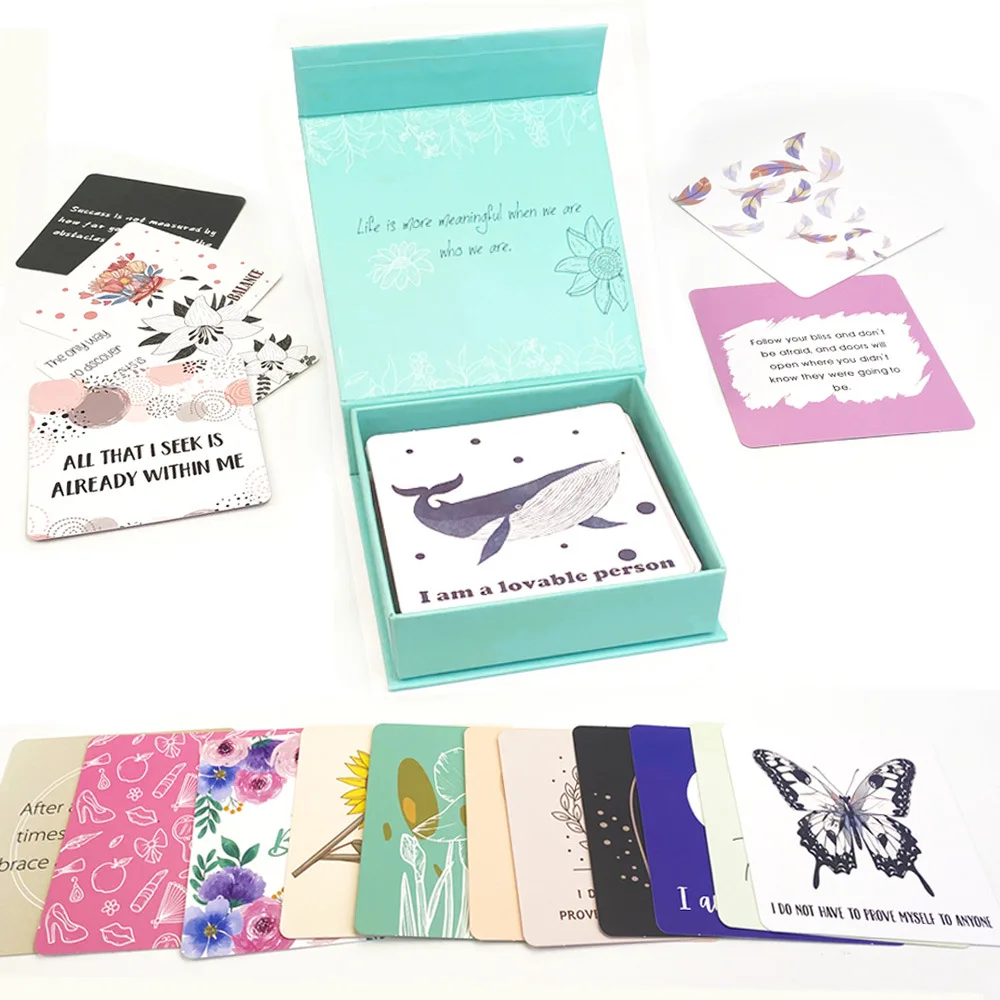 50 Encouragement Greeting Cards for Female Friends Affirmation Positive English Cartoon Set Inspirational Cards