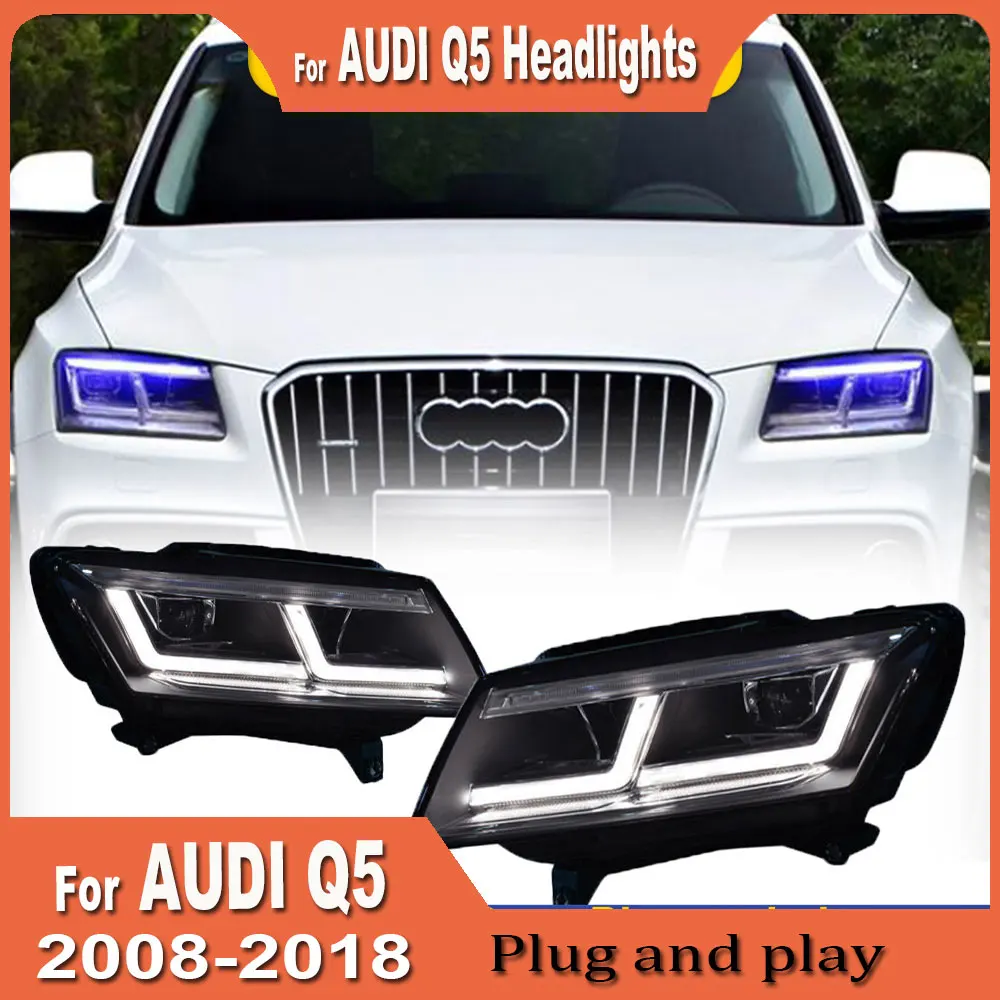 Headlamp For Audi Q5 Headlights 2008-2018 Q5 L8R Styling LED Daytime Lights Dual Projector Car Accessories Modified Auto Parts