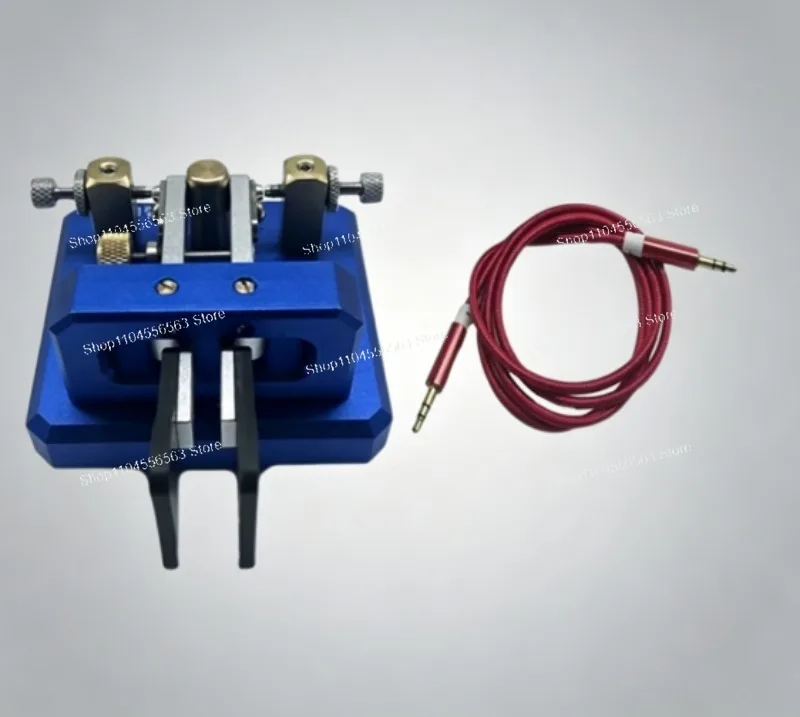 Blue Automatic Morse Dual Paddle Telegraph Key Iambic CW Key with 3.5mm Plug for Ham Radio