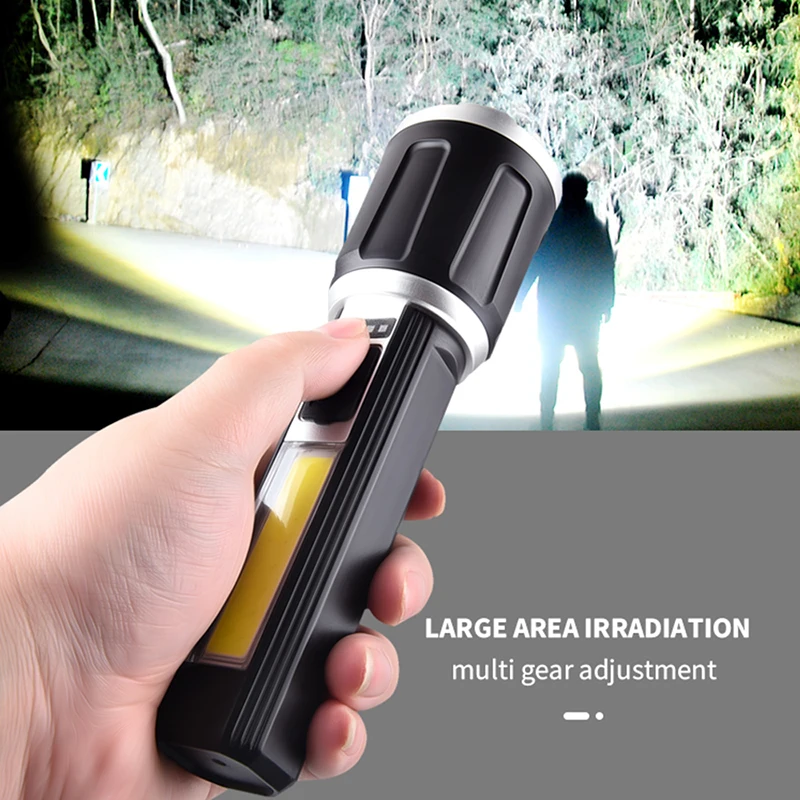 Outdoor Strong Light Led Portable Lighting Flashlight Usb Waterproof High-power Rechargeable Adjustable Focus Camping Adventure