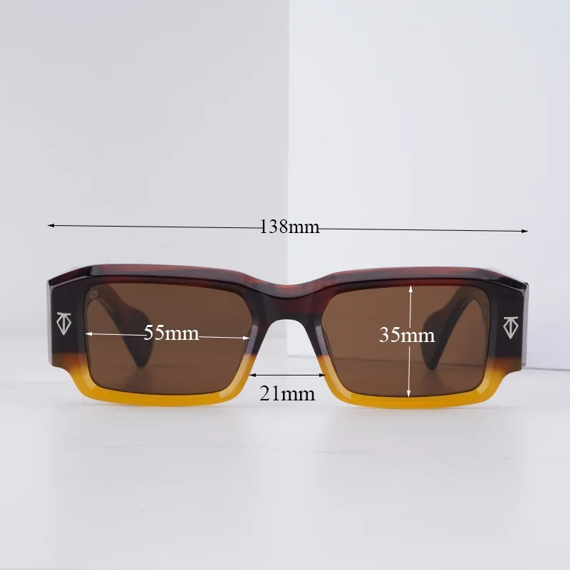 نظارات شمسية كلاسيكية للرجال من ROSSI مخططة مربعة الشكل باللون البني الفاخرة ذات جودة عالية ونظارات شمسية من الأسيتات السميكة للرجال